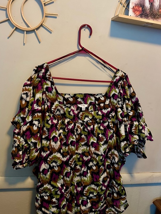 Terra & Sky Tops - Women's Boatneck Ruffled Short Sleeve